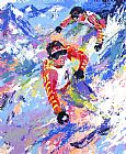 Leroy Neiman Skiing Twins painting